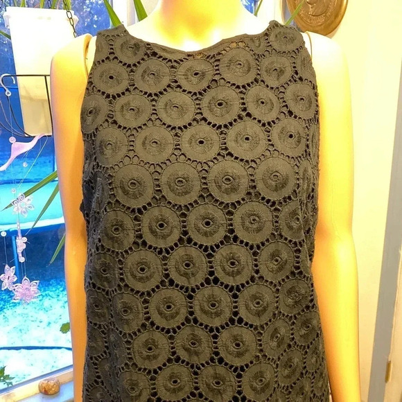 Ruby Rd Cotton Lace Black Sleeveless Dress Women Size 12 - Picture 7 of 7